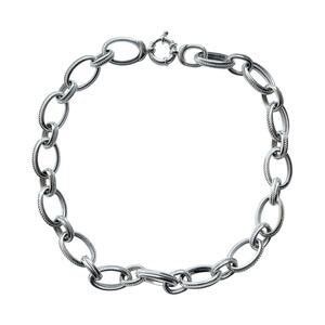 Arte d'Argento 925 Silver Hollow Rolo Cable Oval Chain Link Choker Necklace 18”